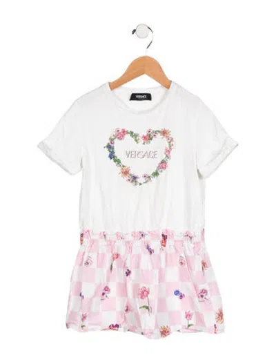 Pre-owned Versace Kids Girls' Floral Pattern Dress In Pink