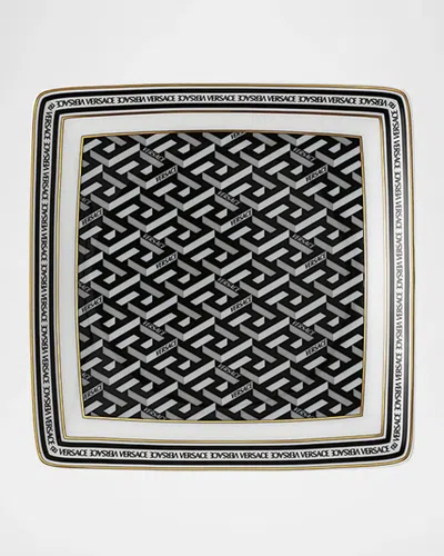 Versace La Greca Signature Canape Dish, 4.5" In Black White