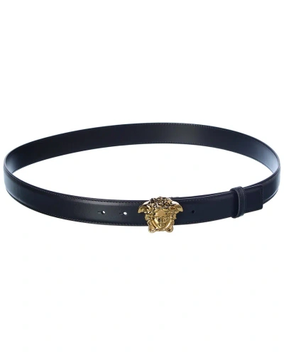 Versace La Medusa Leather Belt In Black