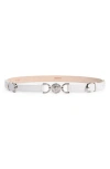 Versace La Medusa Leather Belt In 1w00p-optical White-palladium