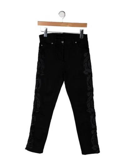Pre-owned Versace Lace Pattern Straight Leg Pants In Black