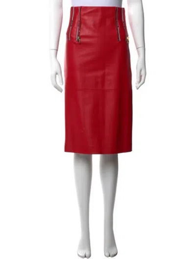 Pre-owned Versace Lambskin Knee-length Skirt In Red