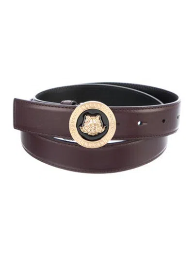 Pre-owned Versace Leather Belt In Burgundy