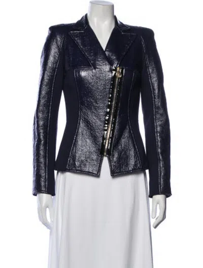 Pre-owned Versace Leather Biker Jacket In Black