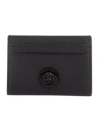 Pre-owned Versace Leather Card Holder In Black