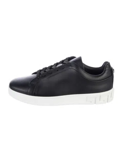Pre-owned Versace Leather Chunky Sneakers In Black/white