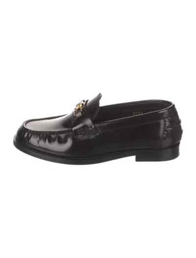 Pre-owned Versace Leather Loafers In Black
