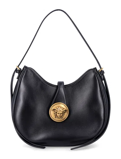 Versace Leather Medallion Shoulder Bag In Nero