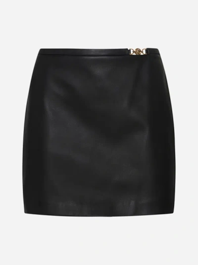 Versace Leather Miniskirt In Black