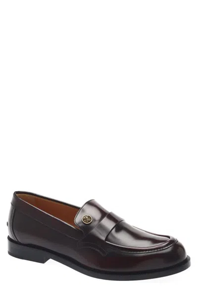 Versace Leather Penny Loafer In Brown