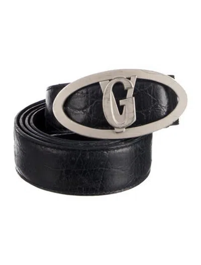 Pre-owned Versace Leather Waist Belt In Black