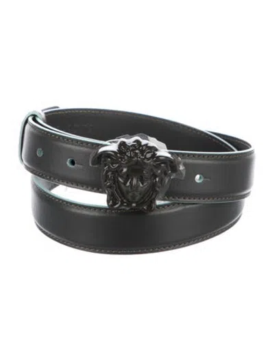 Pre-owned Versace Leather Waist Belt In Blue/green