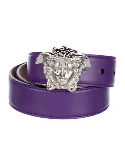 Pre-owned Versace Leather Waist Belt In Purple