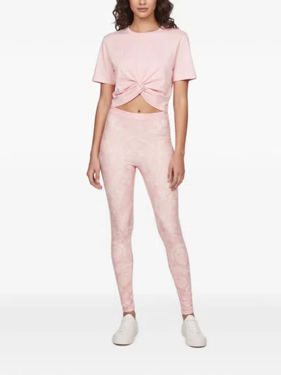 Pre-owned Versace Logo-embroidered Leggings Set (set Of Two) In Pink