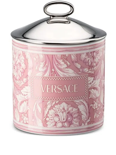 Versace Medium Barocco Porcelain Box In Rosa