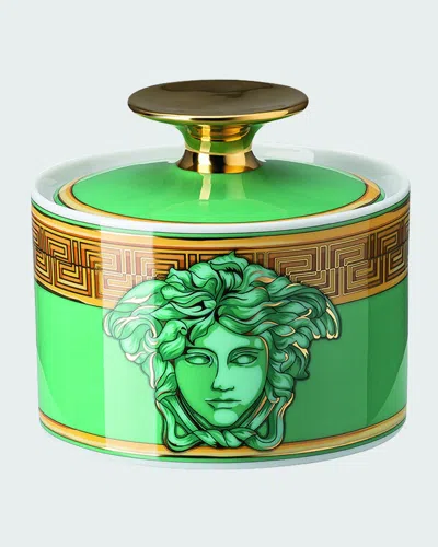 Versace Medusa Amplified Green Coin Covered Sugar Bowl