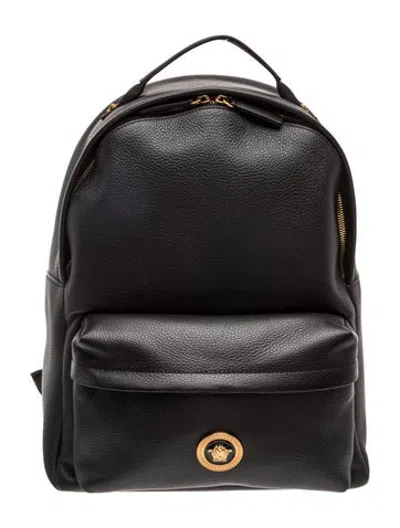 Pre-owned Versace Medusa Backpack In Black