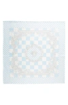 Versace Medusa Check Silk Scarf In 5x500-pastel Blue White Silver