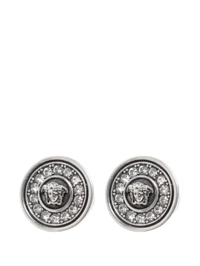 Versace Medusa Crystal-embellished Earrings In Metallic