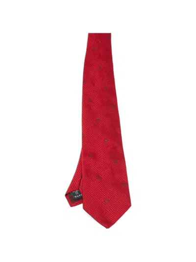 Pre-owned Versace Medusa Diagonal-striped Tie In Red