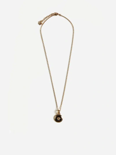 Versace Medusa Pendant Necklace In Gold,black