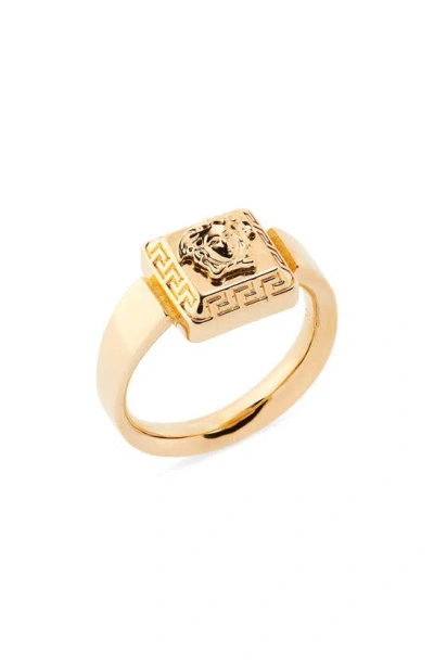 Versace Medusa Square Signet Ring In  Gold