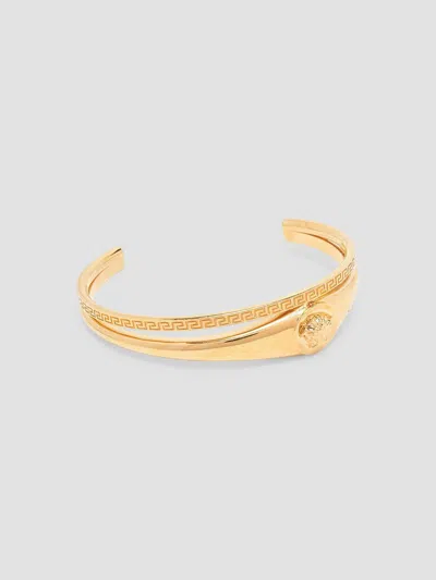 Versace Men's Double Medusa Goldtone Cuff Bracelet In  Gold