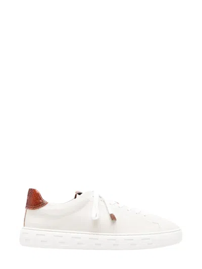 Versace Men's Premium Leather Sneakers In White
