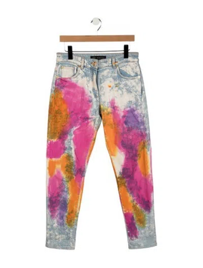 Pre-owned Versace Mid-rise Straight Leg Jeans In Blue