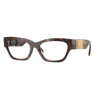 Versace Mini Havana Clear Demo Lenses Eyeglasses For Women In Brown