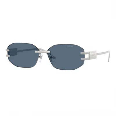 Versace Mini Silver Ve2274 Sunglasses In Blue