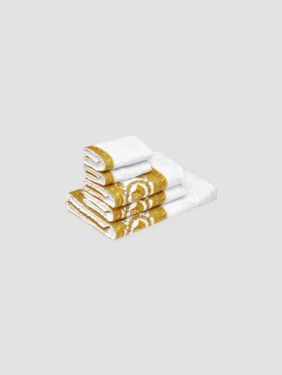 Versace Monogram Barocco 5-piece Towel Set In White