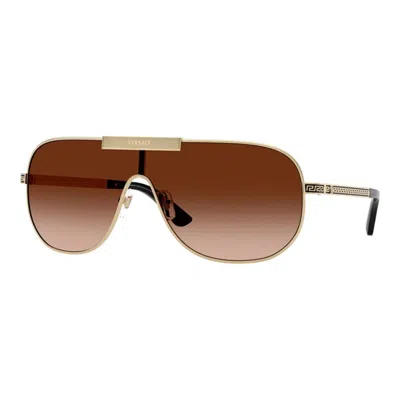 Versace Oversized Shield Sunglasses In Gold