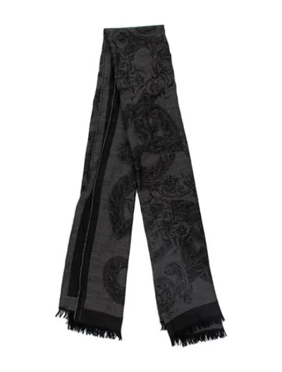 Pre-owned Versace Paisley Print Scarf In Black