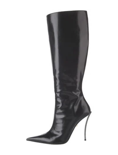 Pre-owned Versace Patent Leather Boots In Black