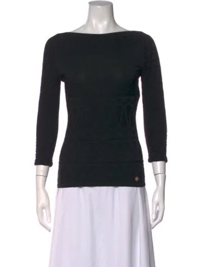 Pre-owned Versace Patterned Bateau Neckline Sweater In Black