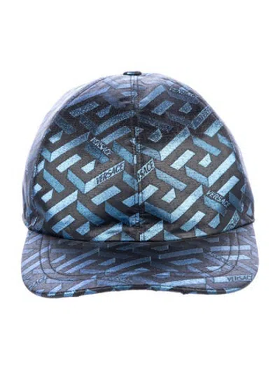 Pre-owned Versace Patterned Glitter Baseball Hat In Black/blue