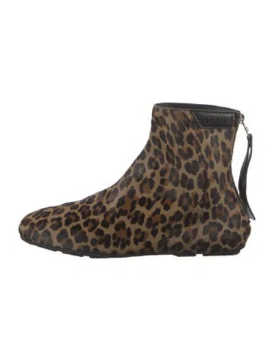 Pre-owned Versace Ponyhair Animal Print Boots In Brown