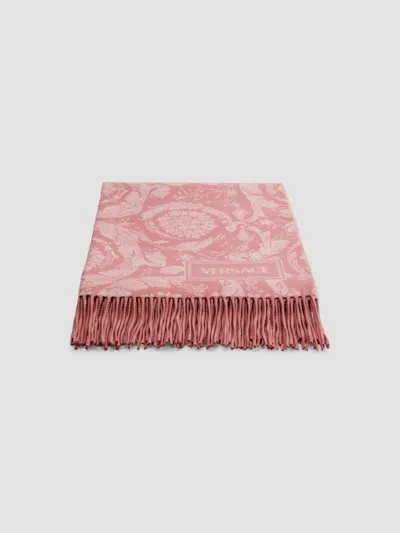 Versace Project Barocco Wool-blend Blanket In Pink
