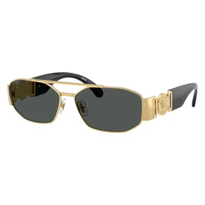 Versace Rectangular Shield Sunglasses In Gold
