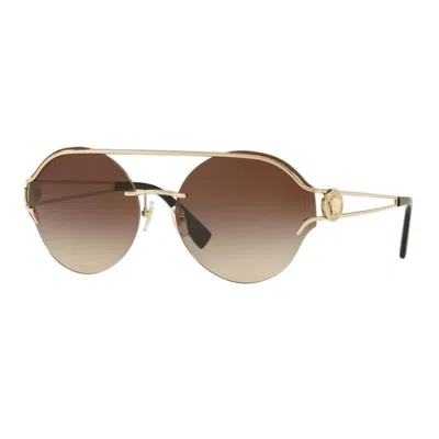 Versace Round Metal Sunglasses In Brown