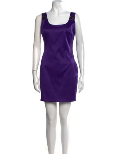 Pre-owned Versace Scoop Neck Mini Dress In Purple