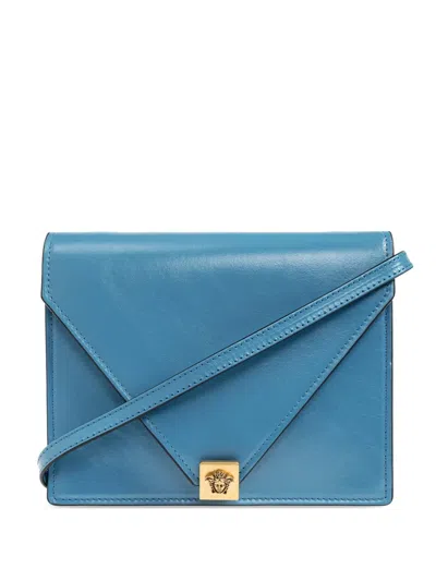 Versace Severine Leather Shoulder Bag In Blue