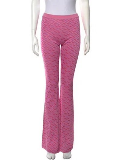 Pre-owned Versace Silk Flared Pants W/ Tags In Pink