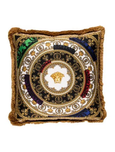 Pre-owned Versace Silk I ♡ Baroque & Roll Throw Pillow In Multicolor