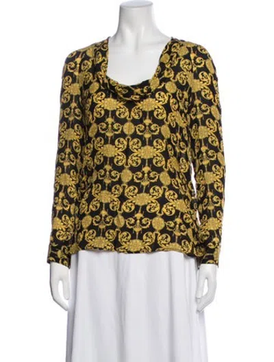 Pre-owned Versace Silk Printed Blouse In Black