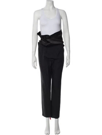 Pre-owned Versace Silk Straight Leg Pants W/ Tags In Black