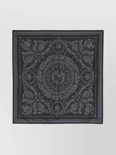 Versace Square Scarf Rolled Edge Luxe In Blue