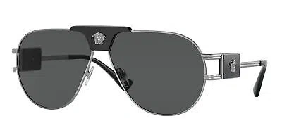 Pre-owned Versace Ve 2252 Ruthenium/grey 63/12/145 Men Sunglasses In Gray