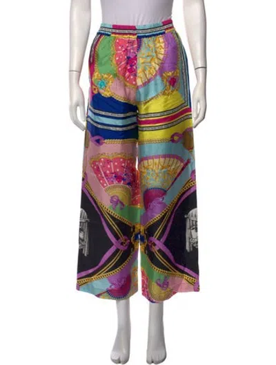 Pre-owned Versace Ventagle Wide Leg Pants In Blue